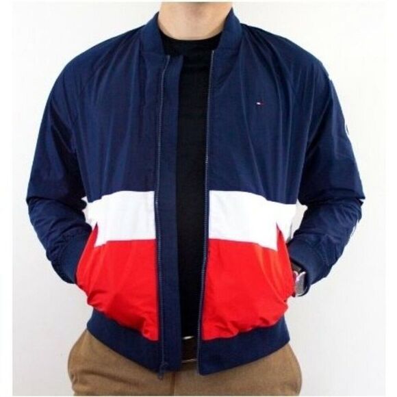 Tommy Hilfiger Men's Bomber Jacket with Spelled out Logo M NWOT - Picture 1 of 6